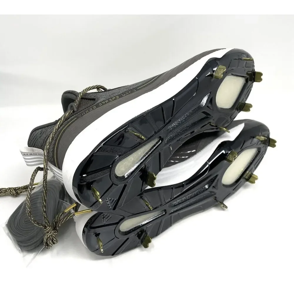 Adidas Icon V 5 Boost Baseball Cleats Size 12.5 FU7559 Gray Gold Extra Laces - Picture 5 of 8